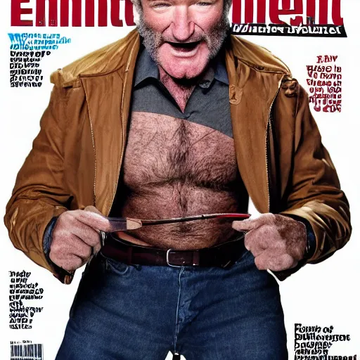 Image similar to Robin Williams as Wolverine, Entertainment Weekly cover shoot