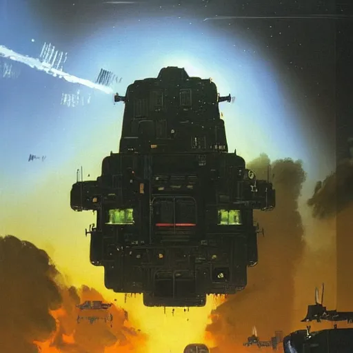 Image similar to a painting in the style of chris foss.