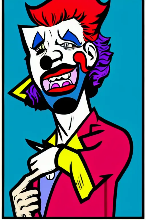 Image similar to display twitter guy wearing an blouses with clown mask. pop art, gta vice city art style, pixel art, face and body features details, ultra realistic details, digital art, concept art, casual art, sharp focus, illustration, intecrate details, elegant, confident posse, art by mark millar and richard hamilton and mimmo rottela