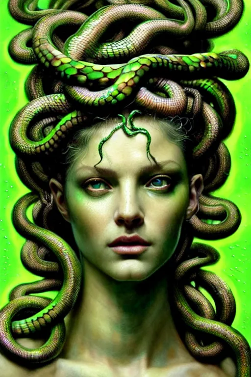 medusa with snakes as hair flowing encapsulating her