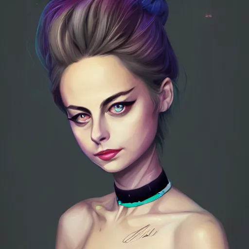 Image similar to a portrait of a beautiful willa holland 1 9 9 0 s style clothing and choker, art by lois van baarle and loish and ross tran and rossdraws and sam yang and samdoesarts and artgerm, digital art, highly detailed, intricate, sharp focus, trending on artstation hq, deviantart, unreal engine 5, 4 k uhd image