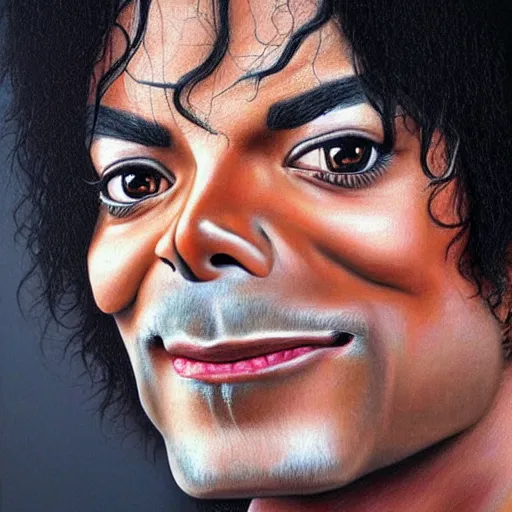 Prompt: Caricature portraits done of Michael Jackson, realistic, hyperrealistic, very realistic, highly detailed, very detailed, extremely detailed, detailed, oil painting, digital art, trending on artstation