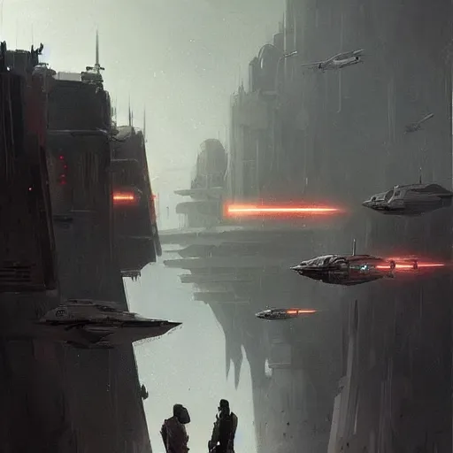 Image similar to star wars concept art by greg rutkowski, a post - modern city near to a big lake, sharp foccus, cinematic ilumination, nostalgic atmosphere.