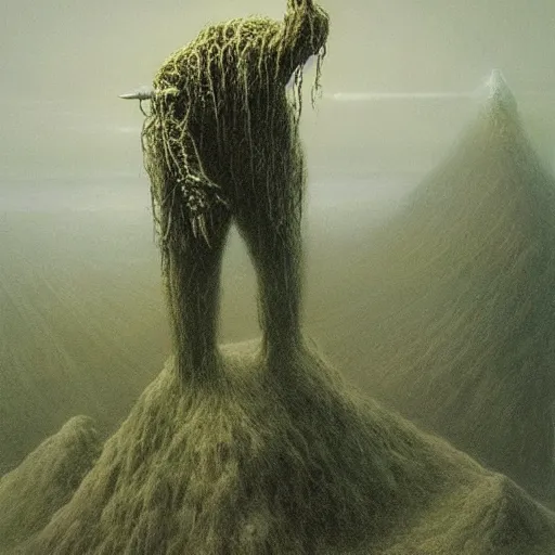 Prompt: lord of the ring mumakil concept, beksinski