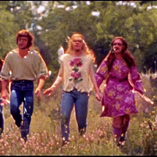 Image similar to vhs 1 9 8 0 s footage of a scene from the movie midsommar