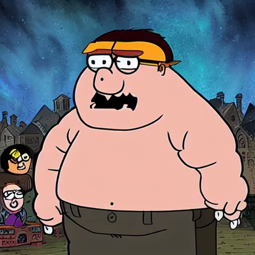 Prompt: necronomicon with peter griffin's face