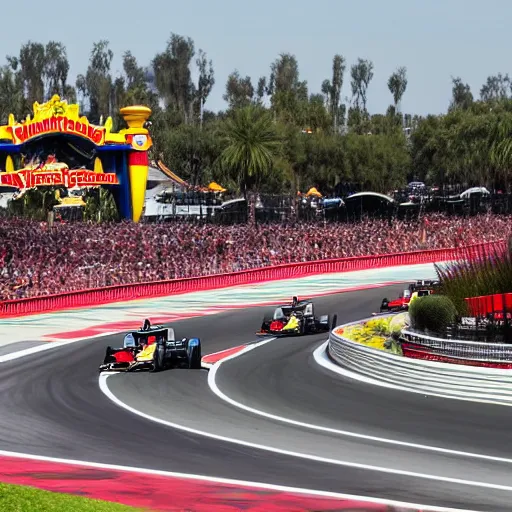 Image similar to formula 1 race in disneyland