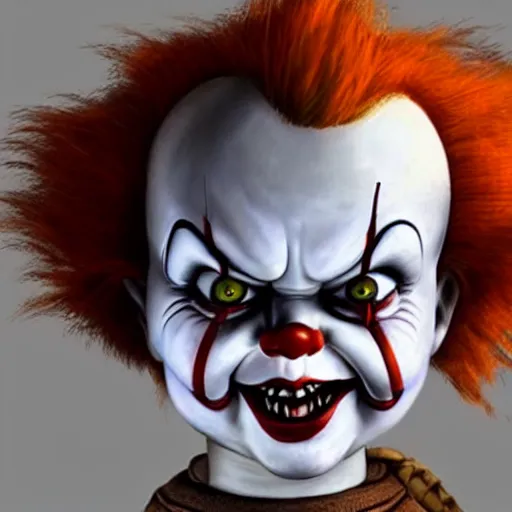 Prompt: Chucky pennywise, photo realistic