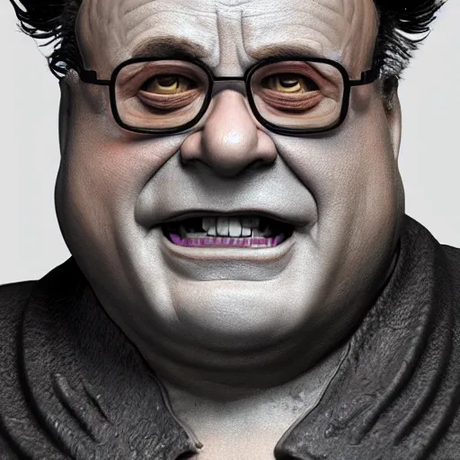 Prompt: hyperrealistic mixed media realistic sculpture of danny devito in ghostbusters, stunning 3 d render inspired art by xiang duan and thomas eakes, perfect facial symmetry, hyper realistic texture, realistic, highly detailed attributes and atmosphere, dim volumetric cinematic lighting, 8 k octane detailed render, post - processing, masterpiece,