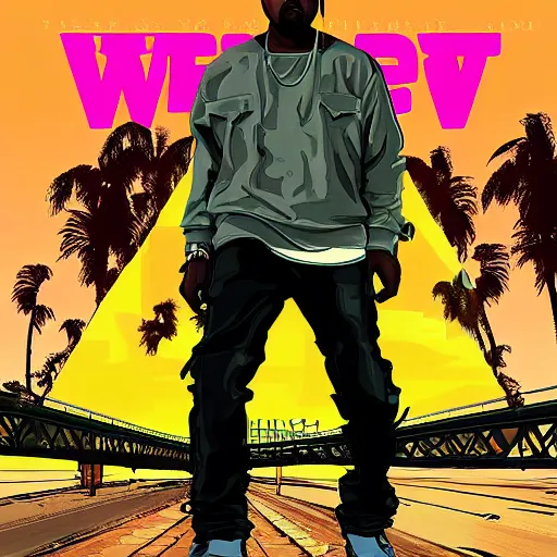 Prompt: Kanye West GTA V cover art