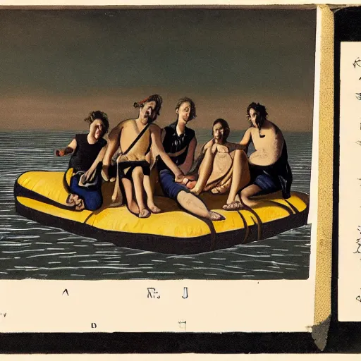 Image similar to four people on a raft