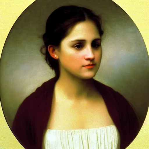 Image similar to a portrait of a young Hillary Clinton by William Bouguereau H 704