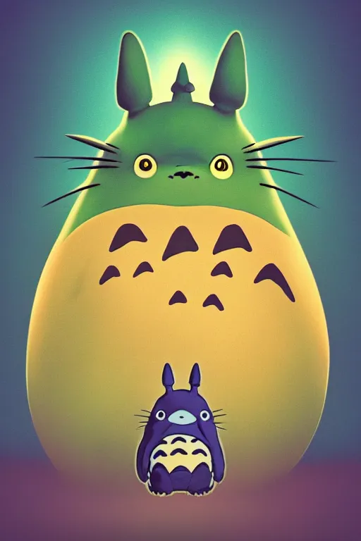 Image similar to colorful full body shot of totoro, trending on artstation, trending on deviantart ,cinematic backlighting, 8k, symmetrical, correct proportions, hyper detail, studio disney