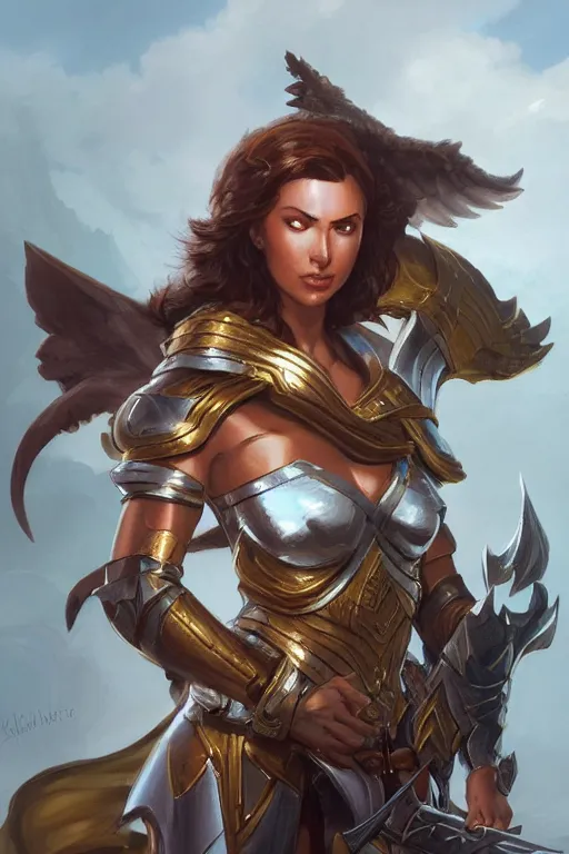 Image similar to amazon valkyrie athena, d & d, fantasy, portrait, highly detailed, headshot, digital painting, trending on artstation, concept art, sharp focus, illustration, art by artgerm and greg rutkowski and magali villeneuve