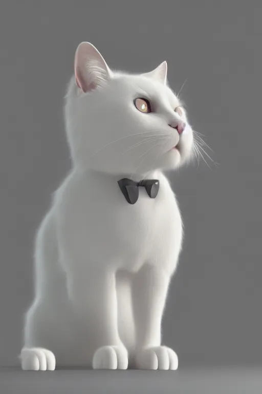 Image similar to a white cat wearing a formal overcoat, hyperrealistic, concept art, octane render, unreal engine 5, trending on DeviantArt, highly detailed, high quality, 8K, soft lighting, cute, studio background, studio lighting, realistic face, trending on Artstation, elegant clothes, profile picture