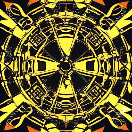 Image similar to pirate ship in space, style of hydro74, flat art, line, symmetric radial fractal