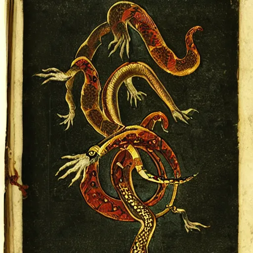Image similar to “compendium of demonology and magic, snake demons, c.1775”