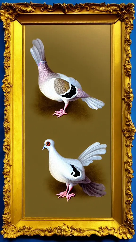 Image similar to rococo painting of a pigeon, y 2 k aesthetic, clip art