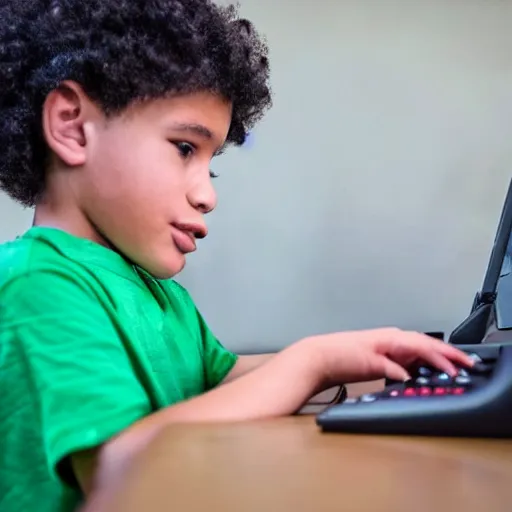 Image similar to a kid using a talking computer