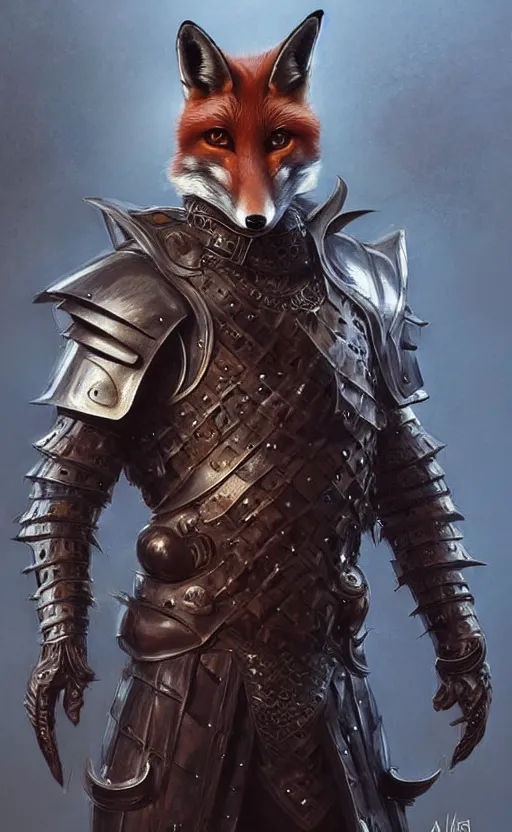 Prompt: a male humanoid fox warrior in leather armour, d & d, fantasy, intricate, elegant, highly detailed, digital painting, artstation, concept art, matte, sharp focus, illustration, art by artgerm and greg rutkowski