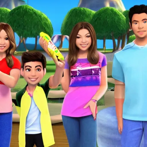 Image similar to cast of icarly in wii sports resort