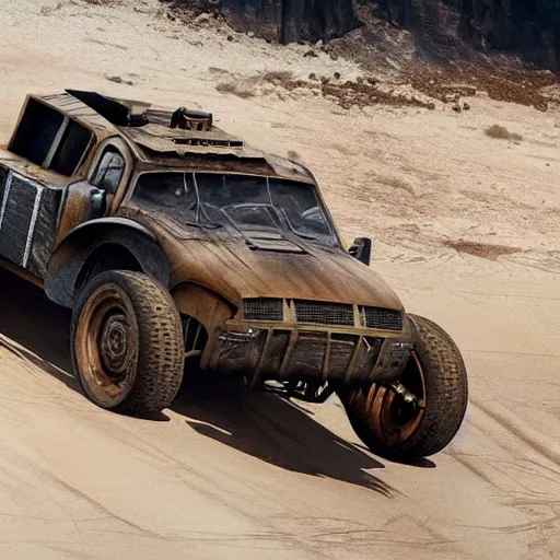 Image similar to velociraptor as a truck in the style of mad max and star wars, futuristic dramatic lighting, intricate photorealistic detail, many exotic high end features