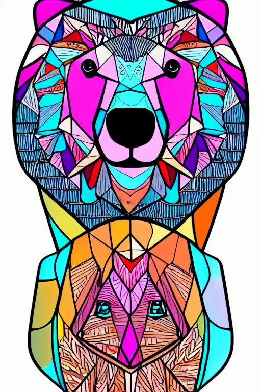 Prompt: minimalist boho style art of a colorful ice bear, illustration, vector art