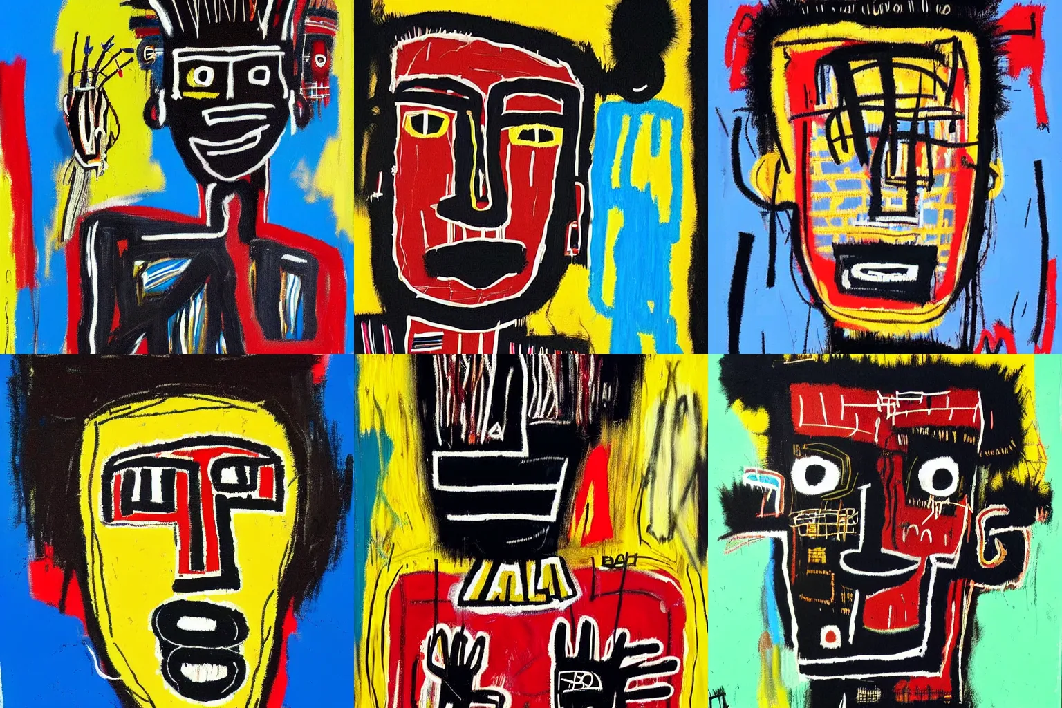 Prompt: painting of an black strong african man by jean-michel basquiat