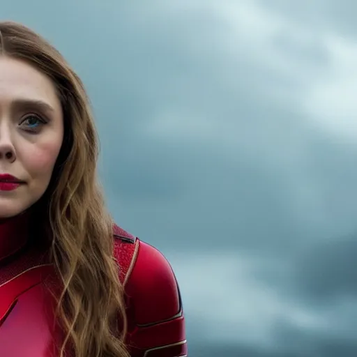 Prompt: A portrait of elizabeth olsen as scarlet witch (2021), cinematic, 8k