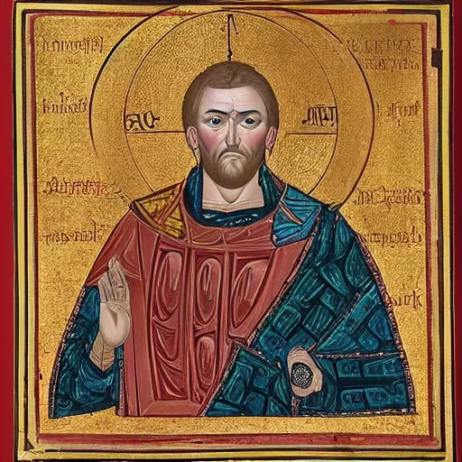 Prompt: A detailed portrait of Jack Black, 7th century byzantine iconography, historical