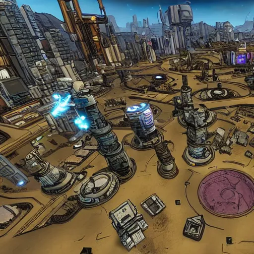 Image similar to a hyperion mega city in borderlands