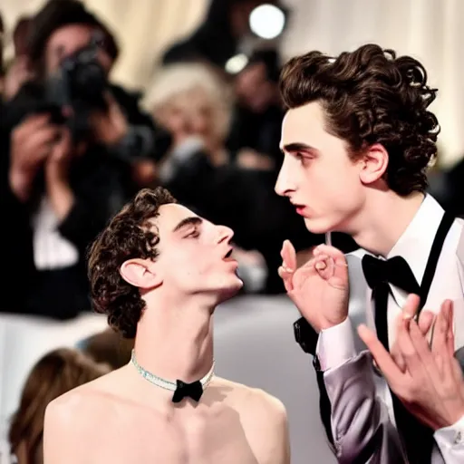 Image similar to timothee chalamet blowing a kiss to emily