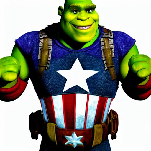 Image similar to digital painting of Shrek as Captain America