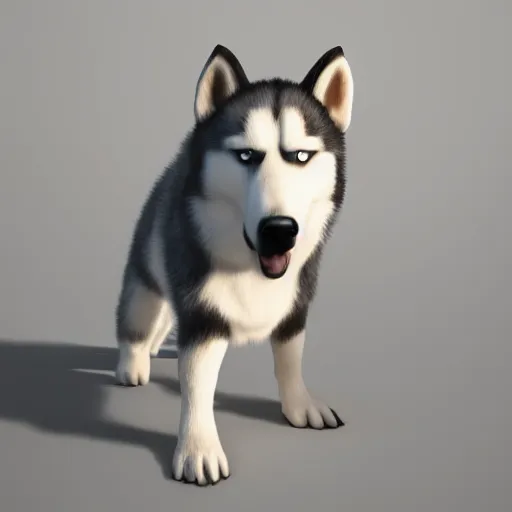 Image similar to a cute husky, 3 d render, octane render, houdini, blender, unreal engine 5