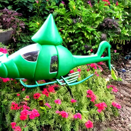 Image similar to garden gnome helicopter