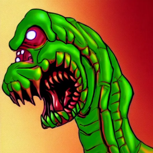 Image similar to head of reptilian monster from doom