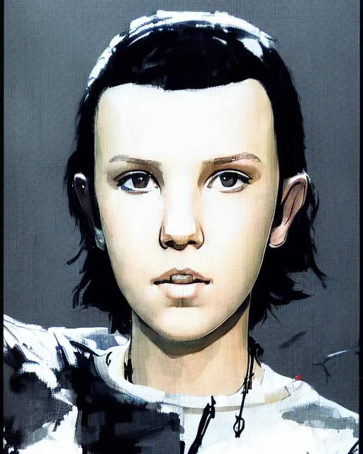 Image similar to epic portrait of millie bobby brown by yoji shinkawa