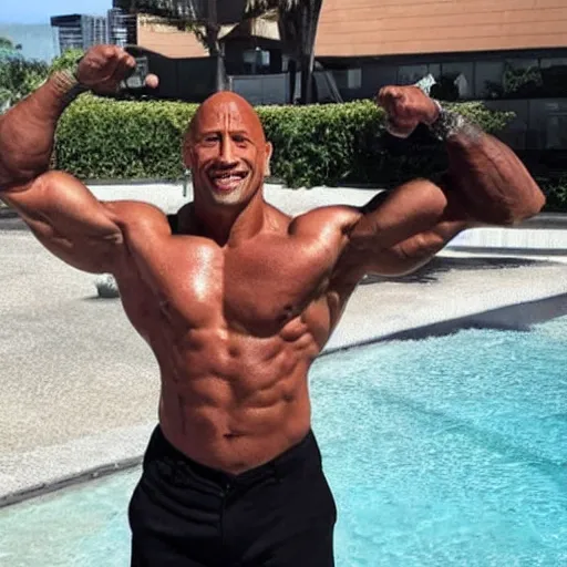 Prompt: Dwayne Johnson with a skinny body