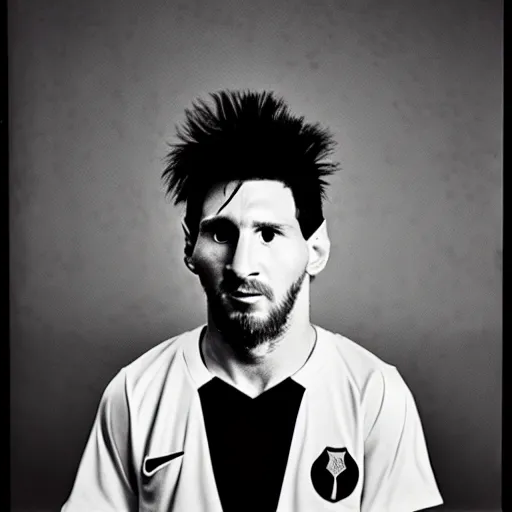 Image similar to a portrait of lionel messi by nobuyoshi araki