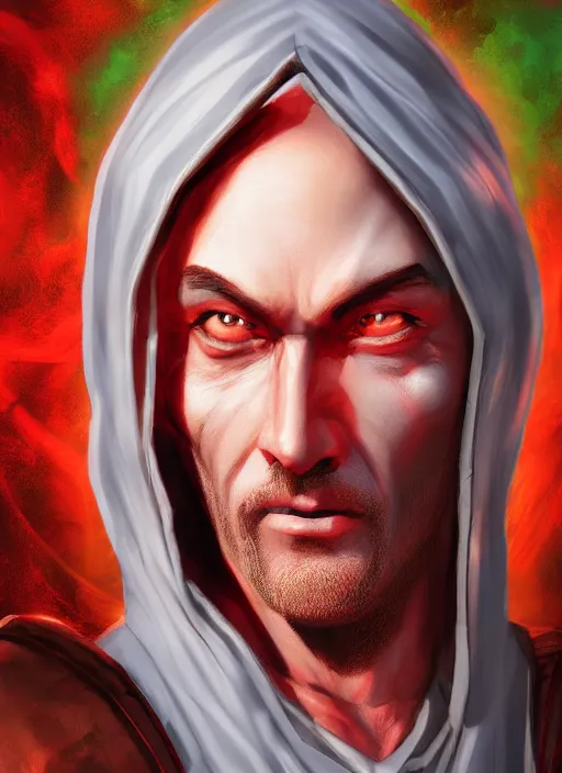 Image similar to a fantasy comic book style portrait painting of red priest in lord of mysteries, unreal 5, daz, hyper realistic, octane render, rpg portrait, ambient light, dynamic lighting