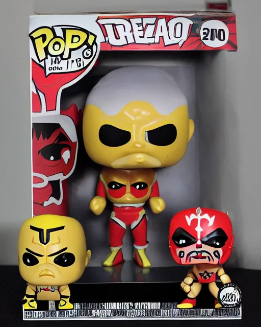 Prompt: luchador wrestler Funko Pop. Photographic, photography