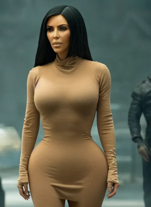 Prompt: film still of kim kardashian as Joi in Bladerunner 2049,