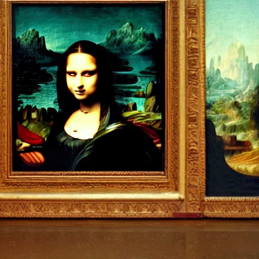 Prompt: a picture of a ninja turtle painting the mona lisa realistic 4 k