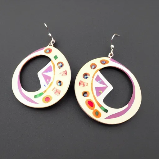 Image similar to segmented 2d earrings, magical symbols