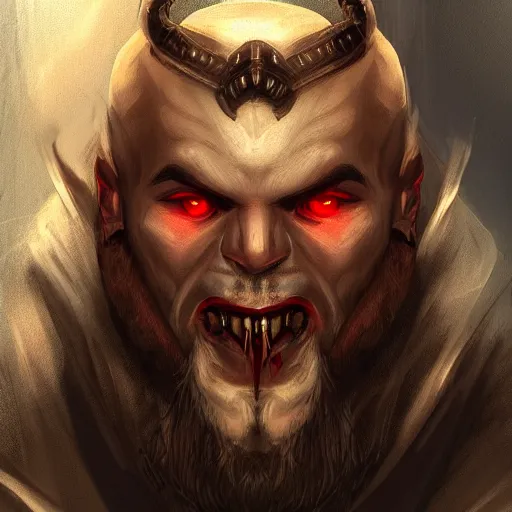 Image similar to portrait of male dwarven vampire with intense evil red eyes like dracula, concept art, fantasy, artstation, hd 4 k