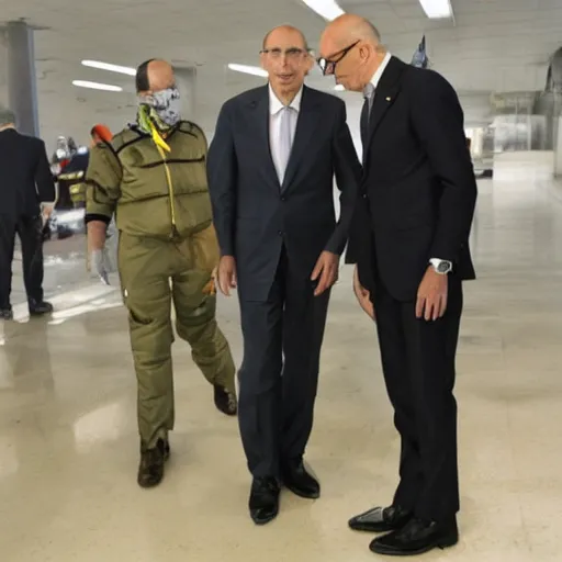 Prompt: Enrico Letta obtaining the ultimate power and driving a Metal Gear