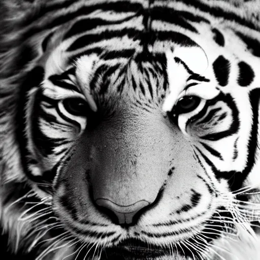 Image similar to a photo by bruce gilden of a tiger princess, leica s, flash, high contrast, intricate, closeup of face, beautiful