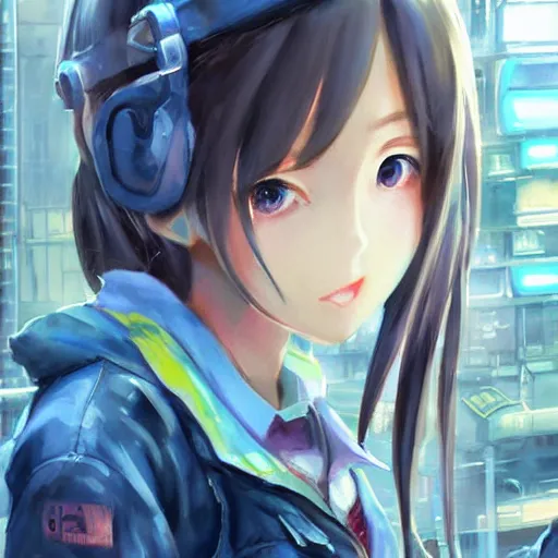 Prompt: dynamic composition, motion, ultra-detailed, incredibly detailed, a lot of details, amazing fine details and brush strokes, colorful and grayish palette, smooth, HD semirealistic anime CG concept art digital painting, watercolor oil painting of Clean and detailed post-cyberpunk sci-fi close-up schoolgirl in asian city in style of cytus and deemo, blue flame, relaxing, calm and mysterious vibes,, by a Chinese artist at ArtStation, by Huang Guangjian, Fenghua Zhong, Ruan Jia, Xin Jin and Wei Chang. Realistic artwork of a Chinese videogame, gradients, gentle an harmonic grayish colors. set in half-life 2, Matrix, GITS, Blade Runner, Neotokyo Source, Syndicate(2012), dynamic composition, beautiful with eerie vibes, very inspirational, very stylish, with gradients, surrealistic, dystopia, postapocalyptic vibes, depth of field, mist, rich cinematic atmosphere, perfect digital art, mystical journey in strange world