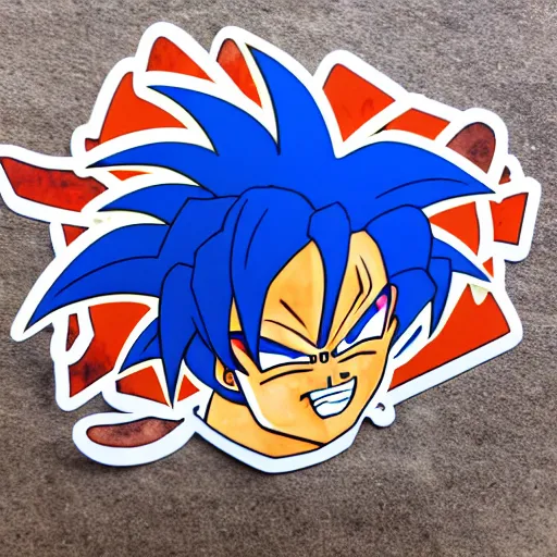 Image similar to die cut sticker, goku with a strawhat, splatter paint