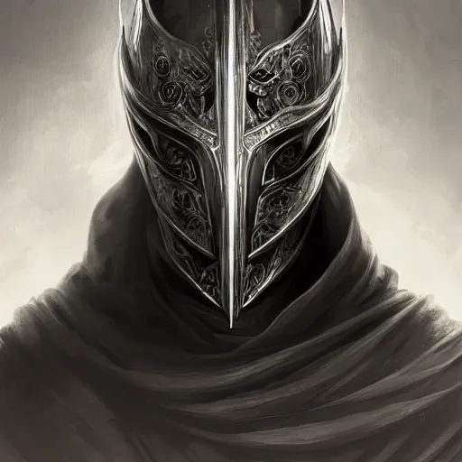 Prompt: portrait of Knight Artorias, elegant, intricate, headshot, highly detailed, digital painting,black and white, artstation, concept art, sharp focus, illustration, art by artgerm and greg rutkowski and alphonse mucha